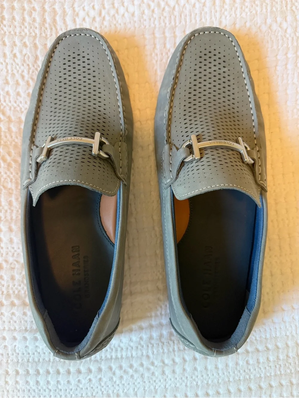NWOT Cole Haan Men's Grand Laser Bit Driving Loafers - 11 - stormy weather gum